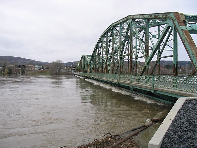 The international bridge between Fort Kent, Maine and Clair, New Brunswick during a flood (source: NOAA)