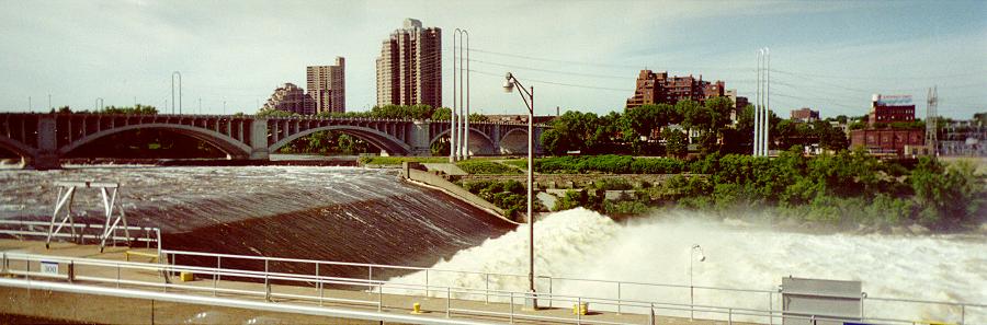 A hydraulic jump at St. Anthony Falls, Minnesota.