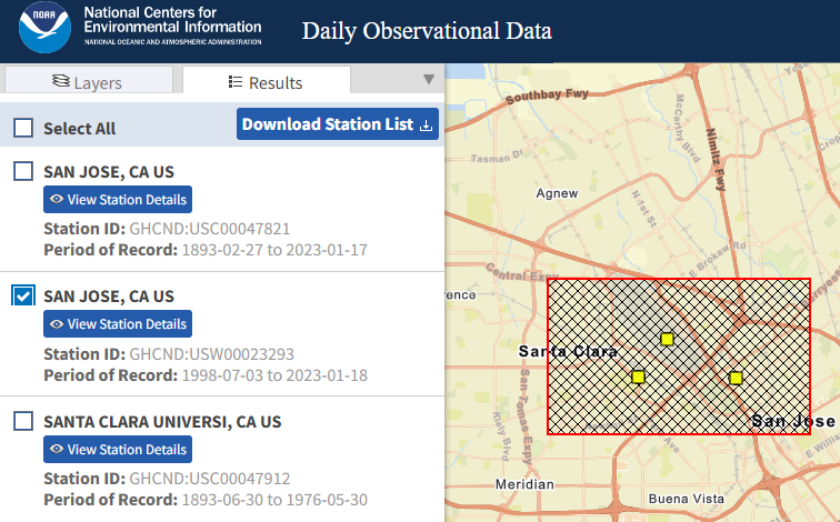 Selection results for a portion of San Jose, CA (source: CDO).