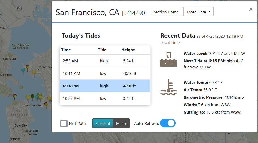 Identification of a sea-level gauge on the NOAA Tides & Currents site.